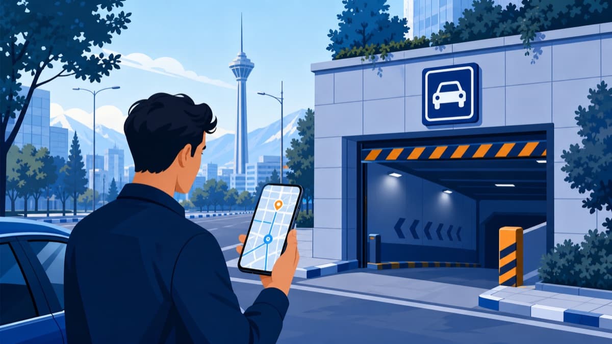 جستوجوی پارکینگ نزدیک مقصد روی نقشه